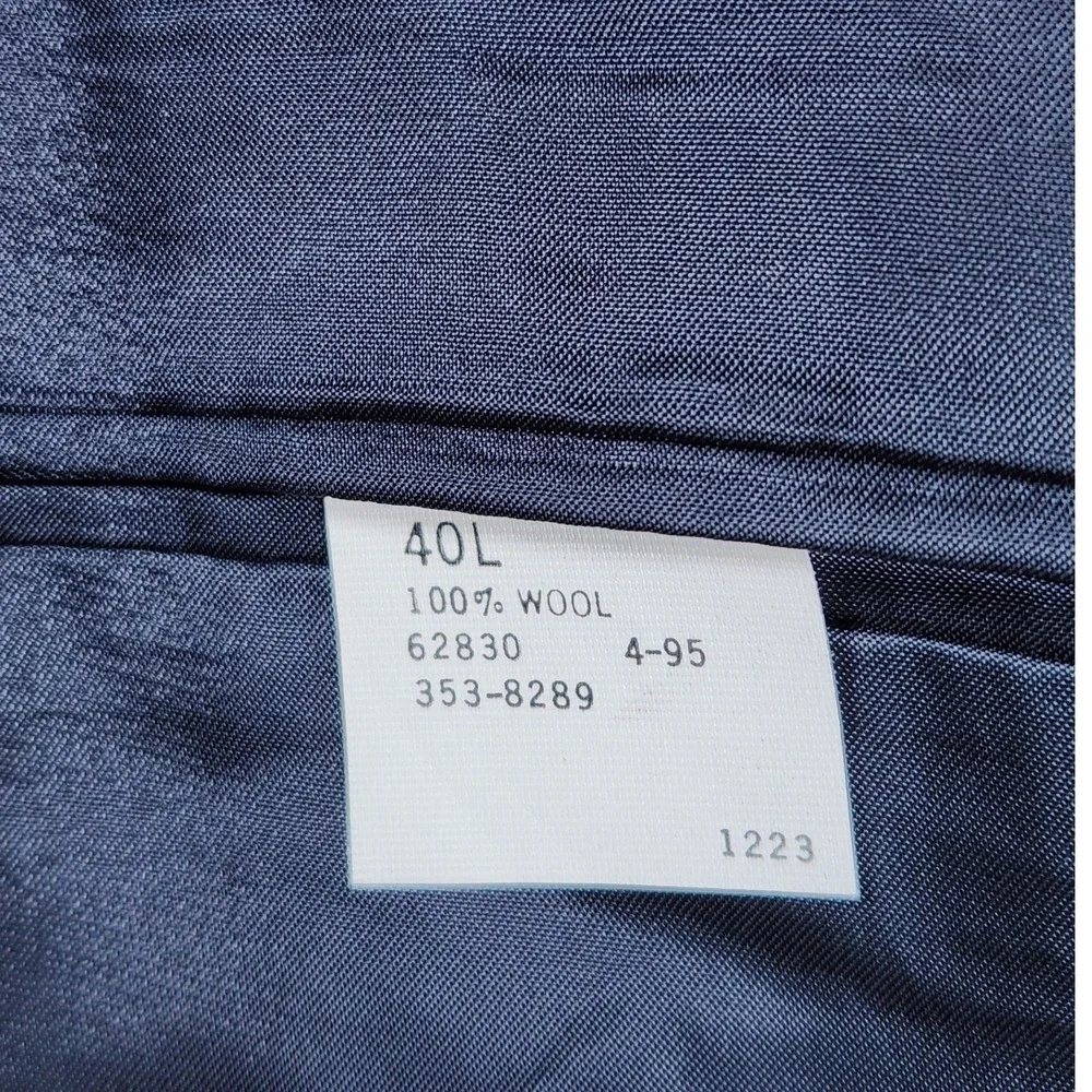 Vintage 90s Lands End 40L Navy Wool Double Breasted Blazer‎ Gold Crest Buttons